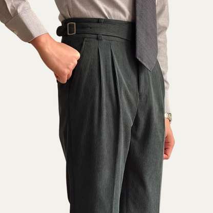 Men's Retro High Waist Pleated Pants