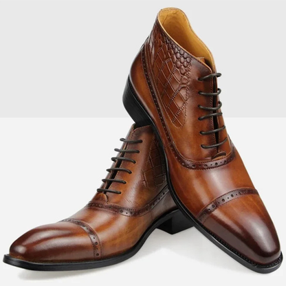 Men's Leather Ankle Boots Pointed Toe Black
