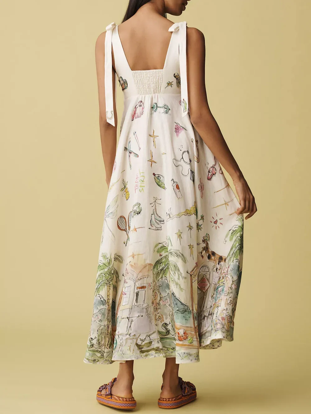 Women's Painted Ballet Tie Midi Dress