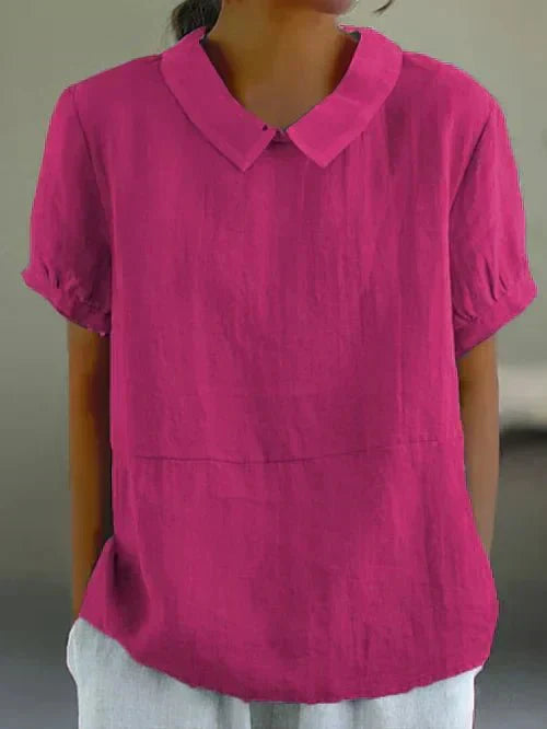 Women's Short Sleeve Casual Blouse Peter Pan Collar