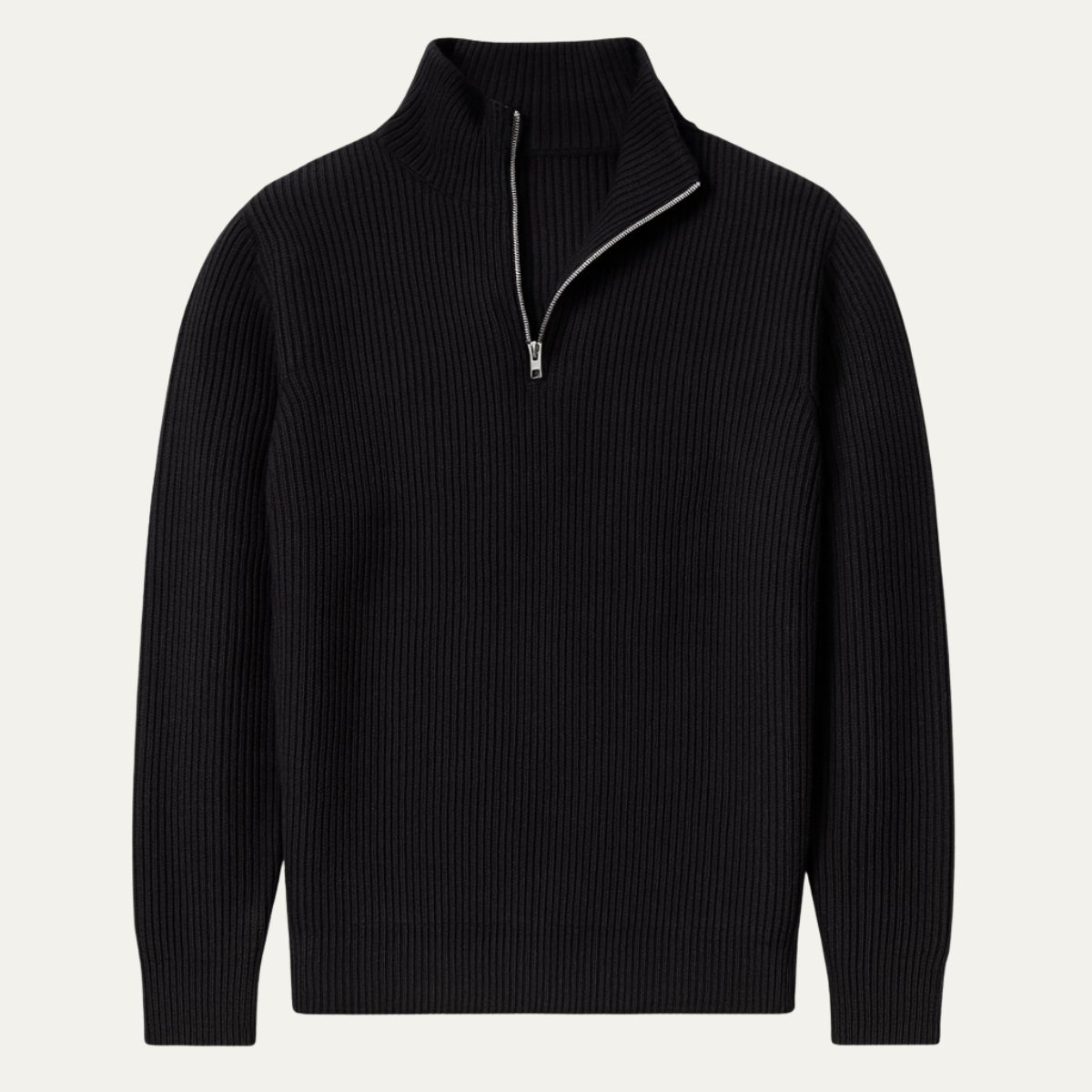 Men's Quarter Zip Ribbed Sweater Casual Knit - Fashinoza