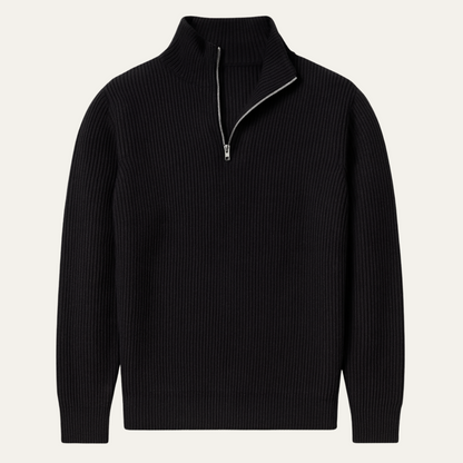 Men's Quarter Zip Ribbed Sweater Casual Knit - Fashinoza