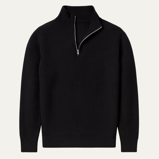 Men's Quarter Zip Ribbed Sweater Casual Knit - Fashinoza