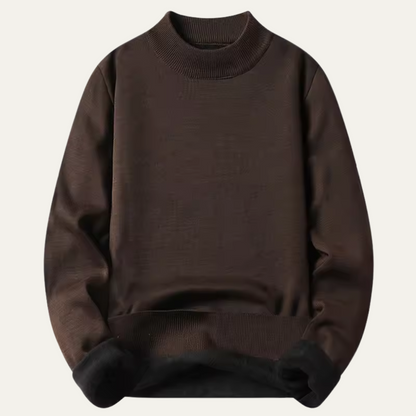 Men's Fleece Lined Crew Neck Sweater - Fashinoza