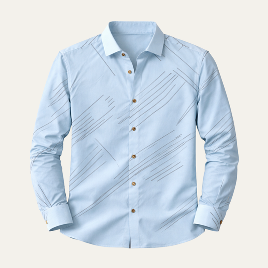 Men's Slim Fit Geometric Print Business Shirt - Fashinoza