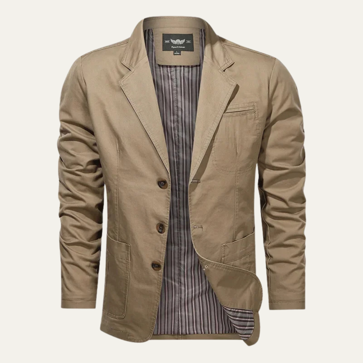 Men's Cotton Blazer Lightweight Beige - Fashinoza