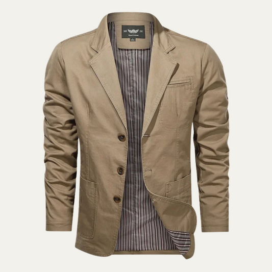 Men's Cotton Blazer Lightweight Beige - Fashinoza