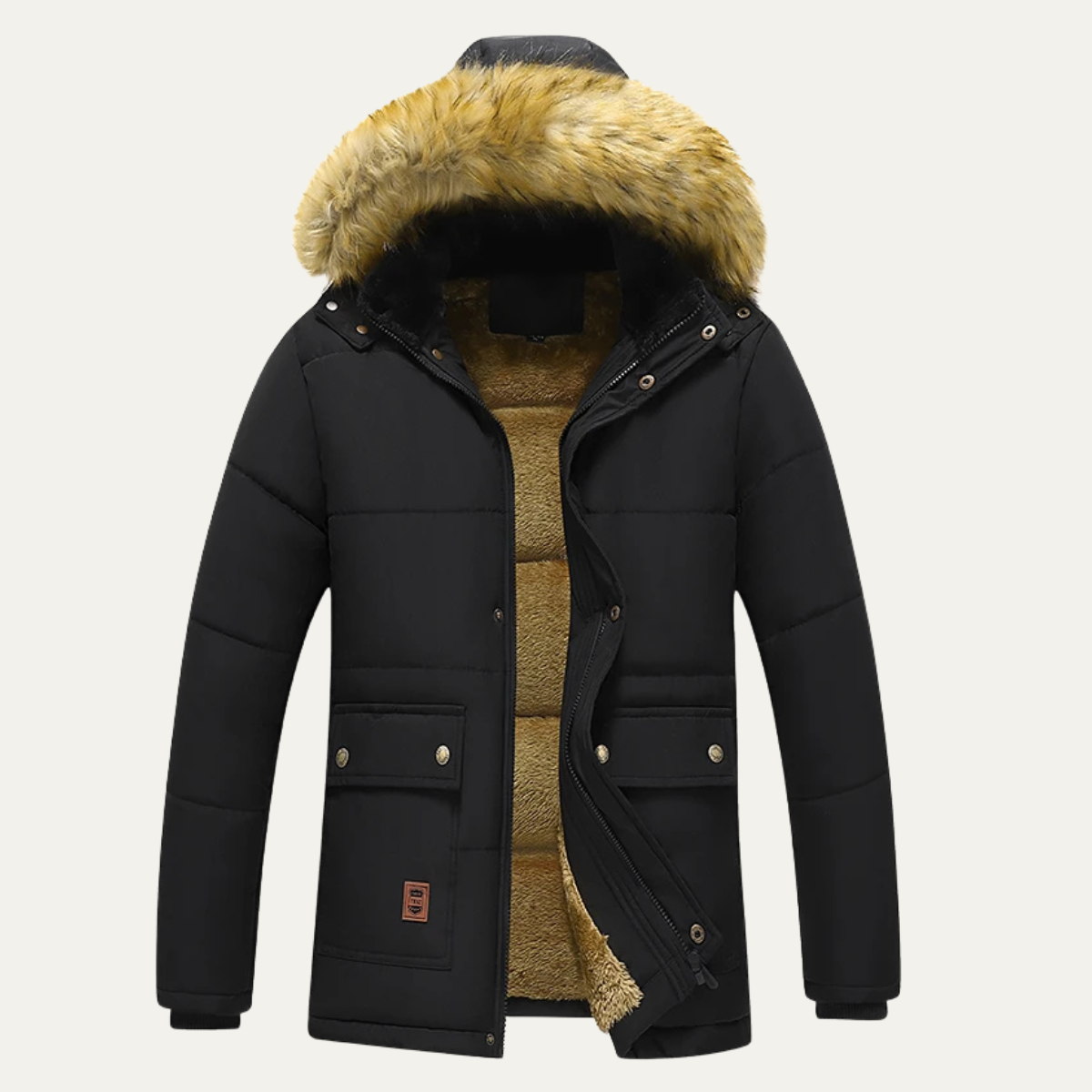 Men's Windproof Fleece Lined Hooded Winter Jacket - Fashinoza