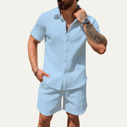 Men's Knitted Summer Set Shirt And Shorts