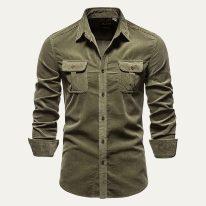 Men's Slim Fit Corduroy Shirt - Fashinoza