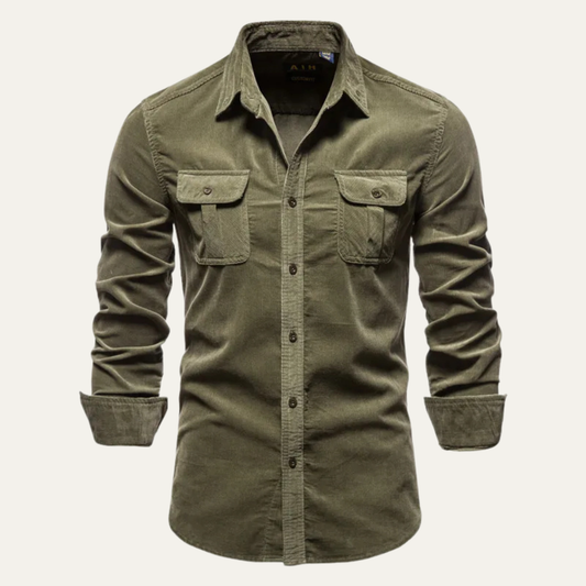 Men's Slim Fit Corduroy Shirt - Fashinoza