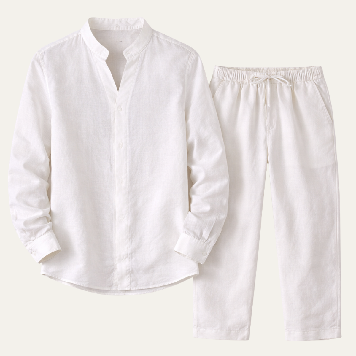 Men's Cotton Linen Casual Shirt Pants Set - Fashinoza