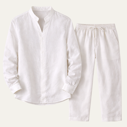 Men's Cotton Linen Casual Shirt Pants Set - Fashinoza