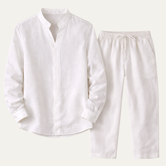 Men's Cotton Linen Casual Shirt Pants Set - Fashinoza