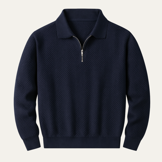 Men's Textured Knit Quarter Zip Sweater - Fashinoza