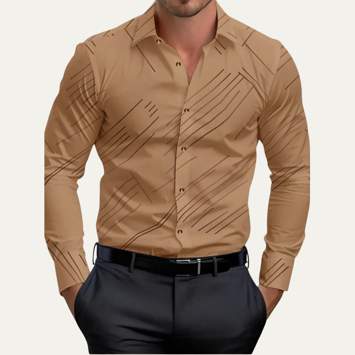 Men's Slim Fit Geometric Shirt Lightweight