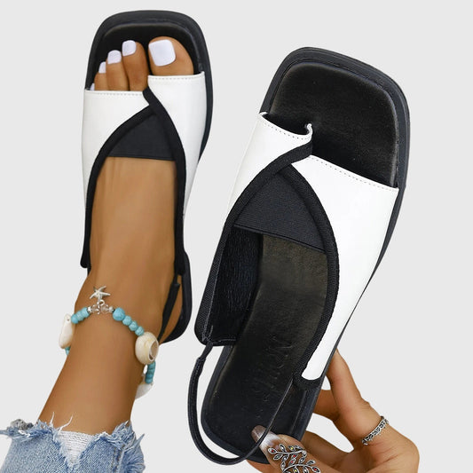 Women's Colorblock Slip-On Flat Sandals - Fashinoza