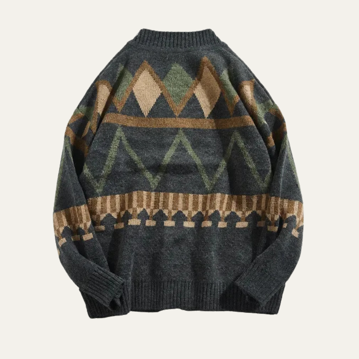 Men's Vintage Geometric Cardigan Red