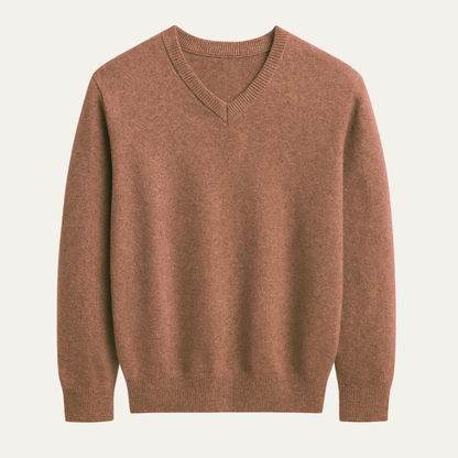 Men's Merino Wool V Neck Sweater Soft Knit - Fashinoza