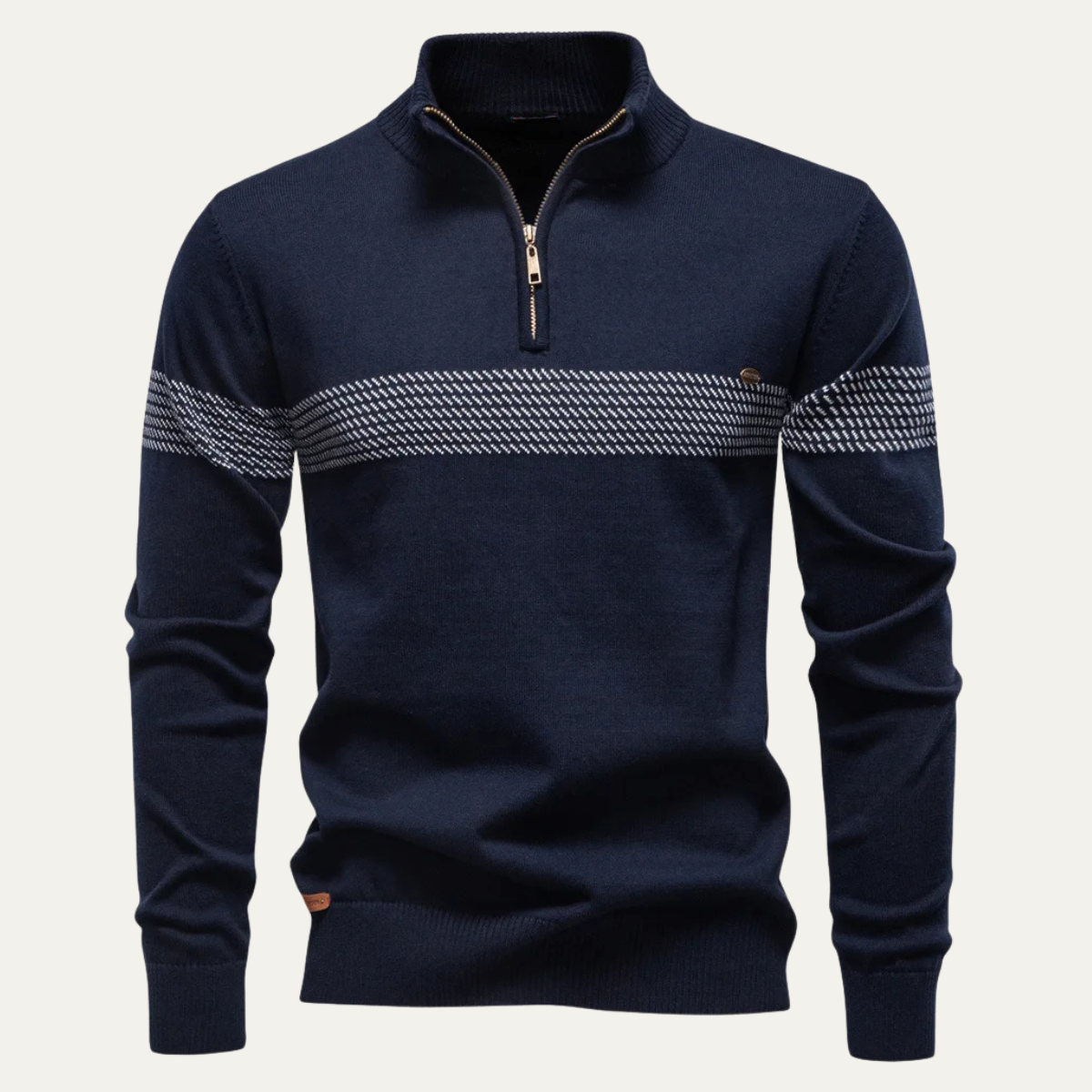 Men's Casual Half Zip Knit Sweater Stand Collar - Fashinoza