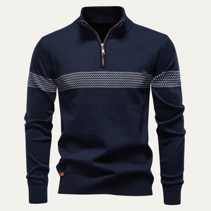 Men's Casual Half Zip Knit Sweater Stand Collar - Fashinoza