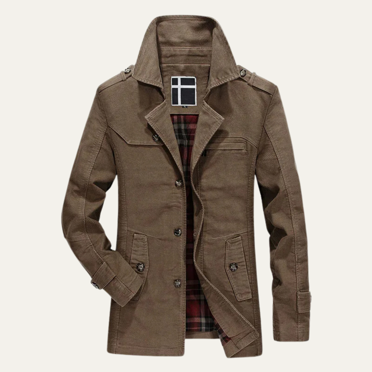 Men's Wool Winter Coat Plaid Lining Double Breasted - Fashinoza