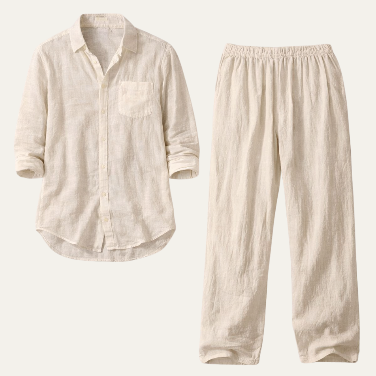 Mens Linen Two Piece Set Shirt And Pants - Fashinoza
