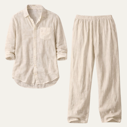 Mens Linen Two Piece Set Shirt And Pants - Fashinoza
