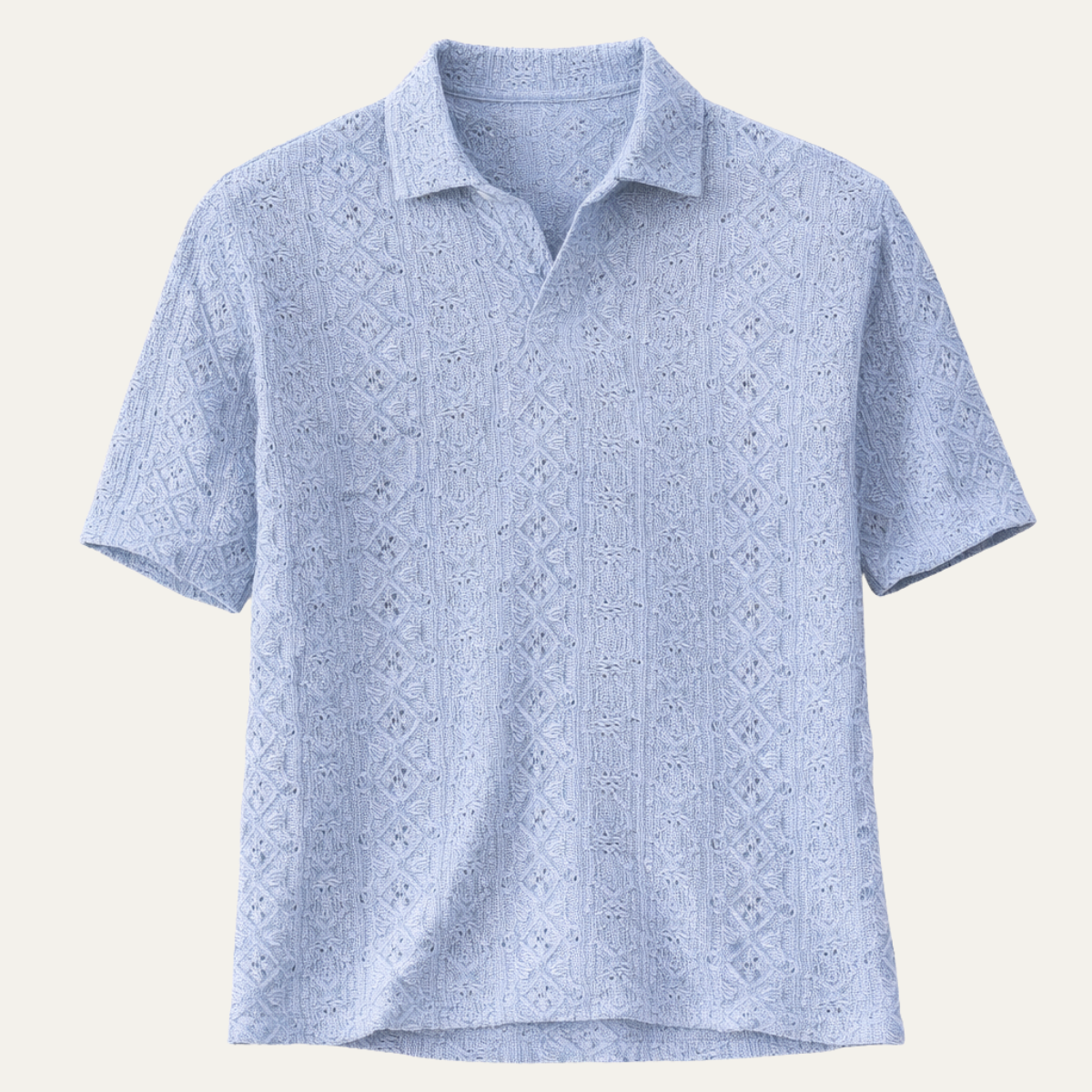 Men's Short Sleeve Polo Shirt Cotton Light Blue - Fashinoza