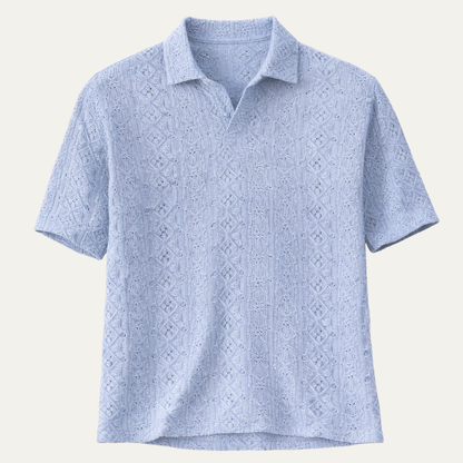 Men's Short Sleeve Polo Shirt Cotton Light Blue - Fashinoza