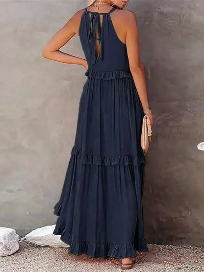 Elegant Women's Sleeveless Ruffle Dress