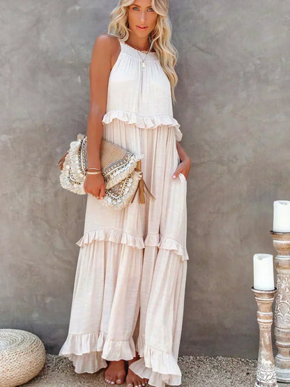 Elegant Women's Sleeveless Ruffle Dress