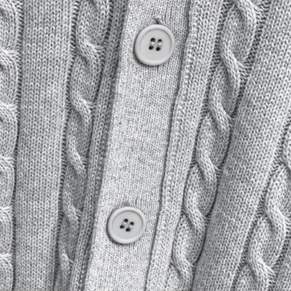 Men's Cable Knit Cardigan Button Up Sweater