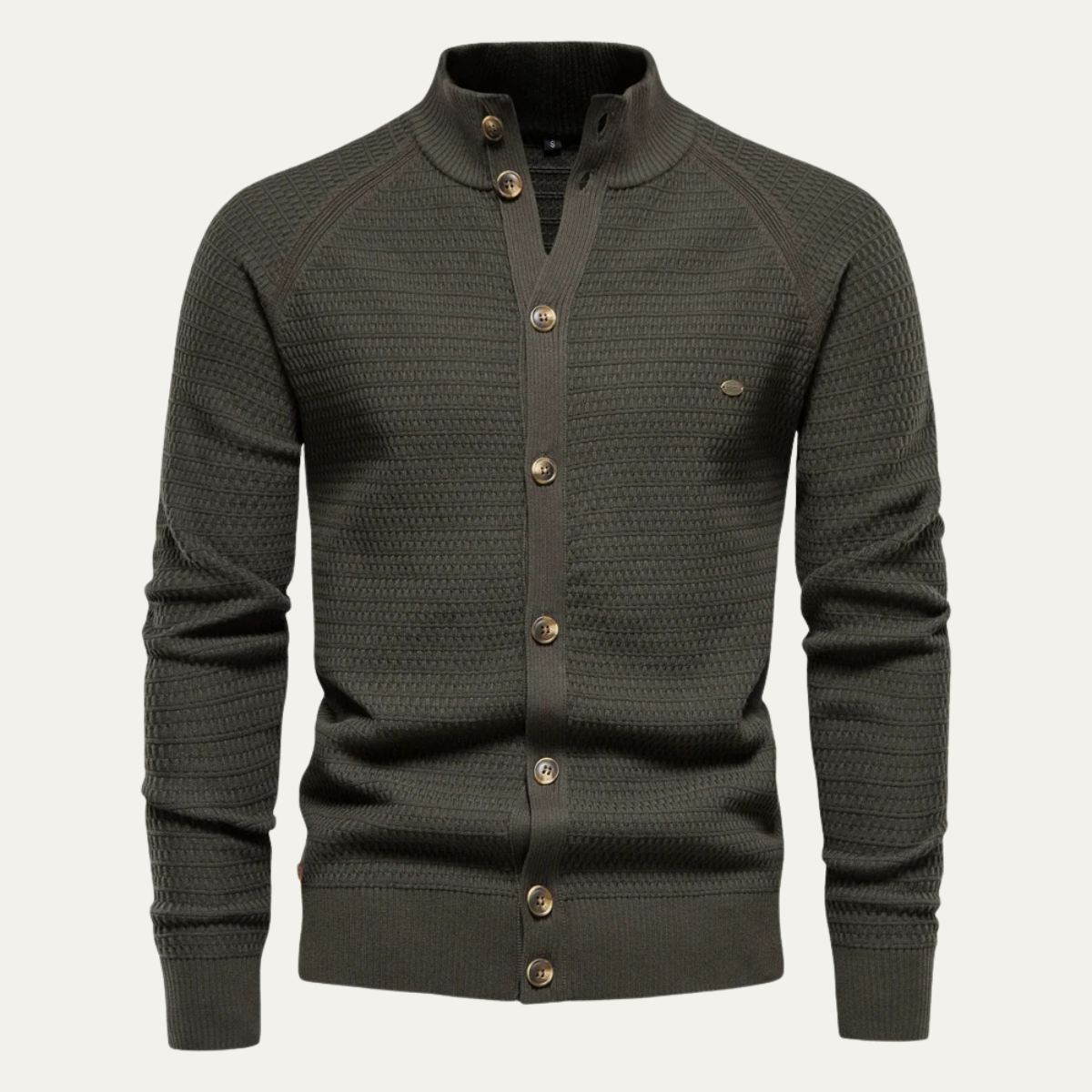 Men's Cotton Cardigan Knitted Buttoned Beige - Fashinoza