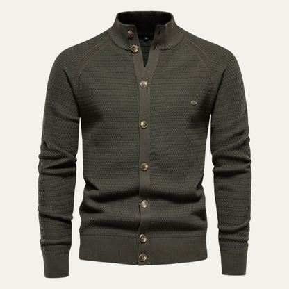 Men's Cotton Cardigan Knitted Buttoned Beige - Fashinoza