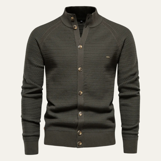 Men's Cotton Cardigan Knitted Buttoned Beige - Fashinoza