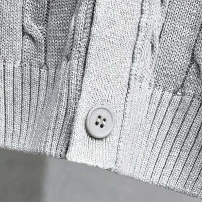 Men's Cable Knit Cardigan Button Up Sweater