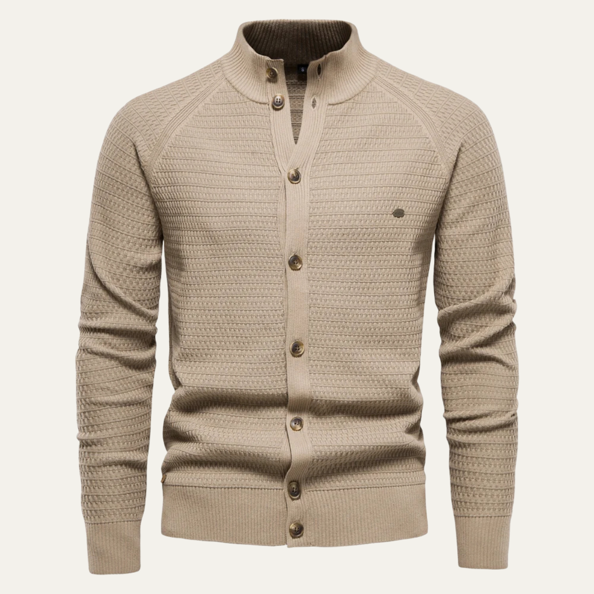 Men's Cotton Cardigan Knitted Buttoned Beige