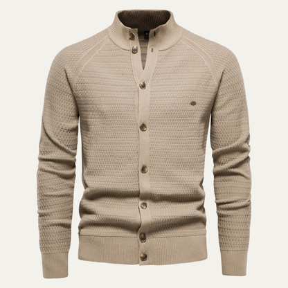 Men's Cotton Cardigan Knitted Buttoned Beige