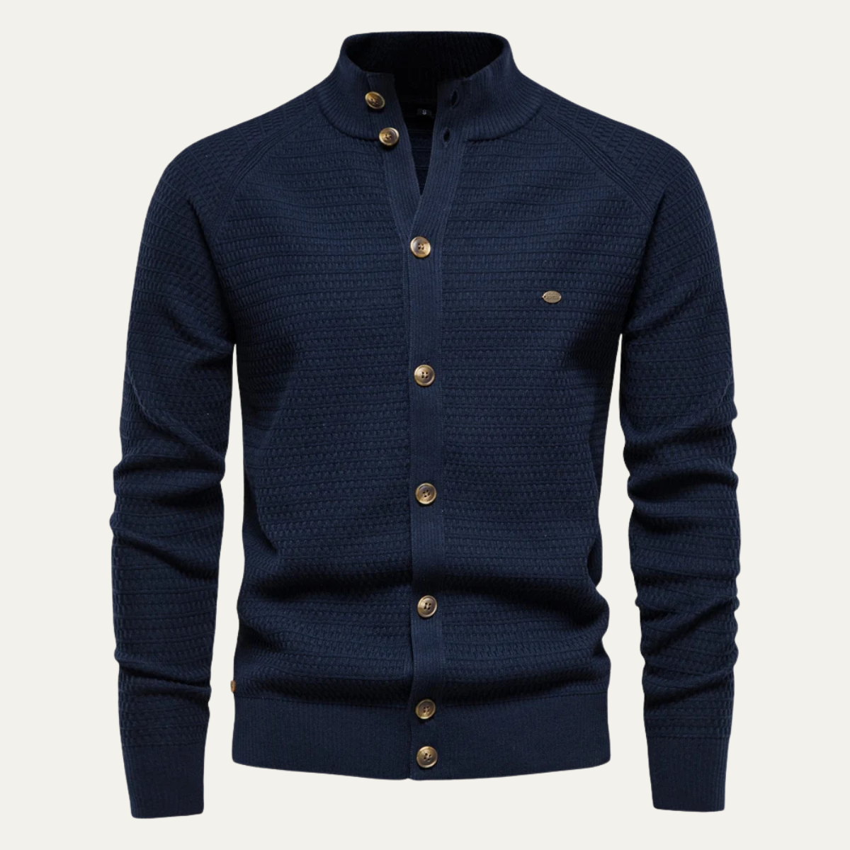 Men's Cotton Cardigan Knitted Buttoned Beige