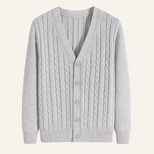 Men's Cable Knit Cardigan Button Up Sweater - Fashinoza