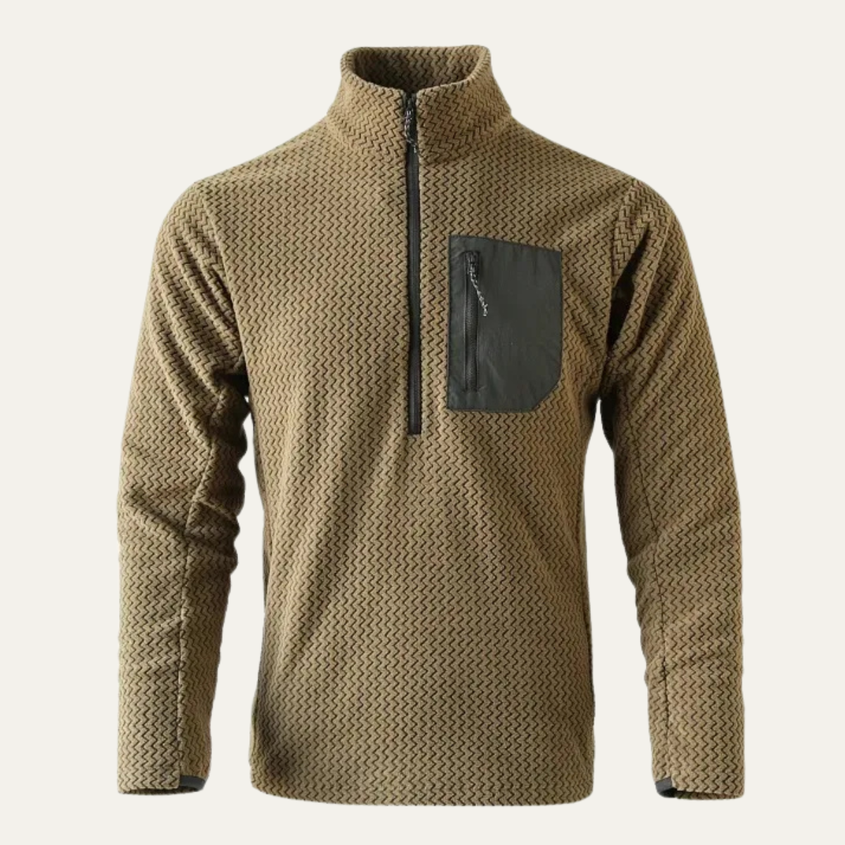 Men's Thick Waffle Knit Fleece Half Zip Sweater - Fashinoza