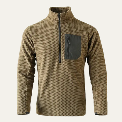 Men's Thick Waffle Knit Fleece Half Zip Sweater - Fashinoza