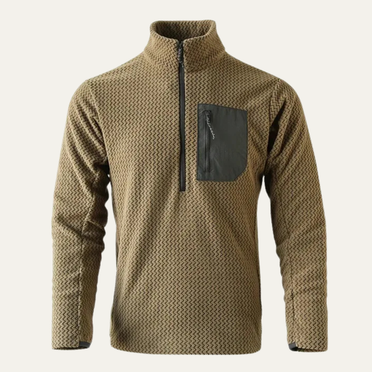 Men's Thick Waffle Knit Fleece Half Zip Sweater - Fashinoza