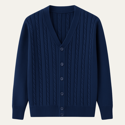 Men's Cable Knit Cardigan Button Up Sweater