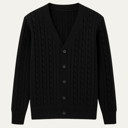Men's Cable Knit Cardigan Button Up Sweater