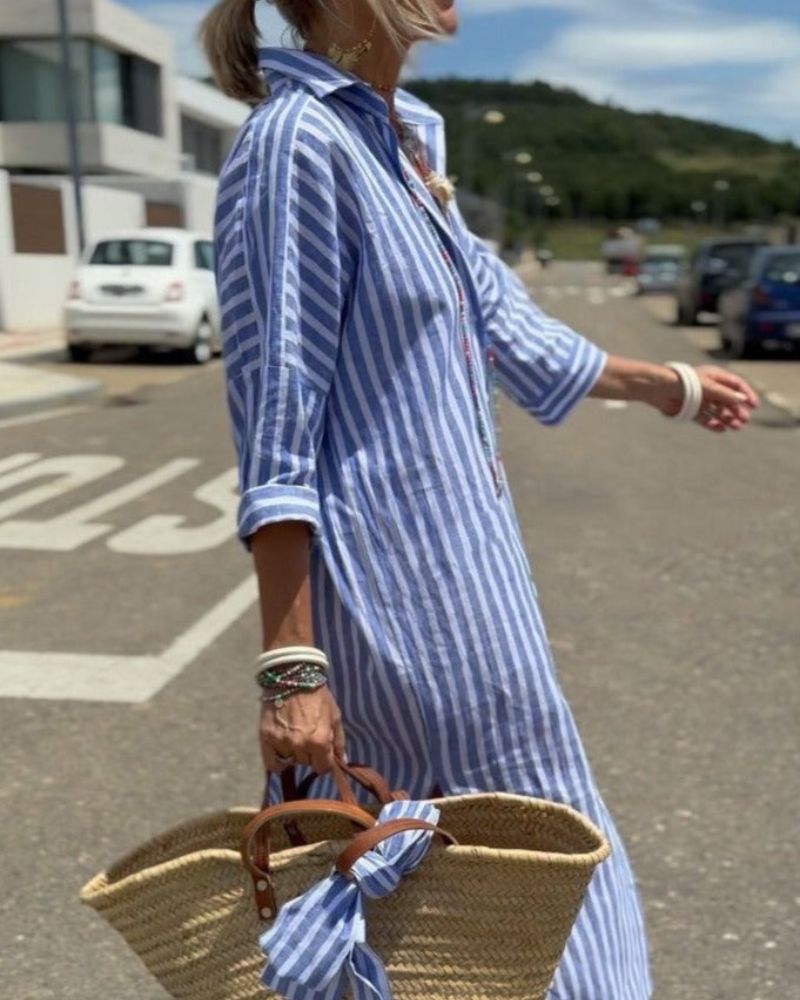 Women's Striped Midi Dress