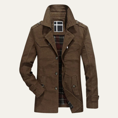 Men's Wool Winter Coat Plaid Lining Double Breasted