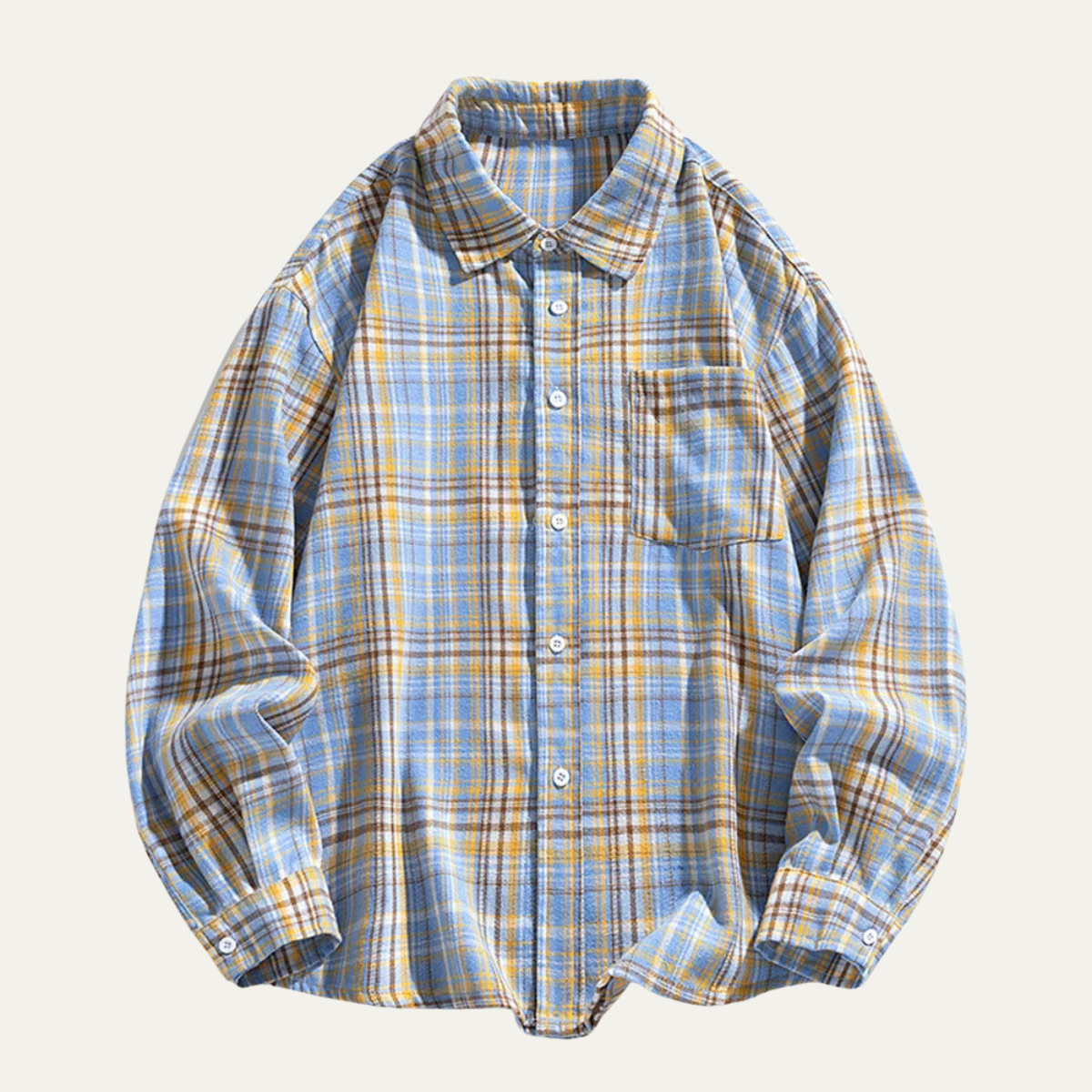 Men's Plaid Casual Shirt Loose Fit Retro