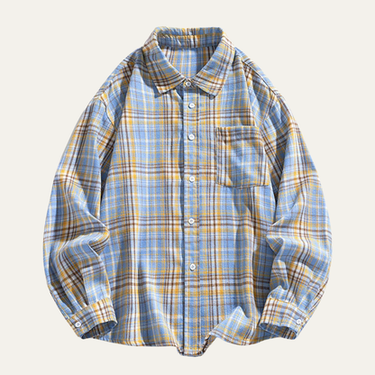 Men's Plaid Casual Shirt Loose Fit Retro